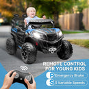 ANPABO 24V 4X4 Ride on Car Truck w/Remote Control, 4WD/2WD Switchable Kids UTV, 19" Spacious Seat, 4 Shock Absorbers, Soft Start, Music Player, Electric Car for Kids (Blue) by TinyTreasures Baby Boutique