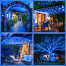 JMEXSUSS 2 Pack Blue Solar Christmas Lights: 100 LED 33ft Blue Solar Lights Outdoor, 8 Modes Solar String Lights for Outside Christmas Tree Gardens Party by GreenHaven Gardens