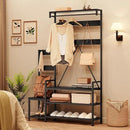 IDEALHOUSE Parent-Child Coat Rack Shoe Bench Hall Tree with Bench and Shoe Storage Industrial Coat Tree Entryway Large Organizer with Shoe Rack, Storage Cubbies, Hooks, and Top Shelf by CozyNest Decor