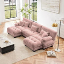 U Shaped Couch Sectional Couch, 3-Seater Cloud Couch Sectional Oversized Couch, Sofa Bed Couch with Round Bolster Armrests 5 Pillows, Modular Couch Home Sofa Living Room Couch(Pink) by CozyNest Decor