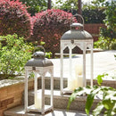 Glitzhome Set of 2 Mondern Farmhouse Wood Metal Lanterns Decorative Candle Lanterns, White (No Glass) by CozyNest Decor