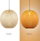 Arturesthome Bamboo Pendant Lighting Fixtures, Round Wicker Chandelier Hand-Woven Boho Basket Lampshade Hanging Ceiling Light for Kitchen Island Living Room by GreenHaven Gardens