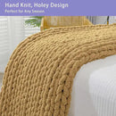 Bigacogo Chunky Knit Throw Blanket for Couch, 40x40 inches, 100% Hand Knitted with Thick Jumbo Chenille Yarn, Cozy Soft Large Rope Knot Cable Crochet Blankets for Sofa Bed Living Room, Goldenrod by CozyNest Decor