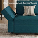 Bellfin Modular Sectional Sleeper Sofa Convertible Sofas with Storage Ottomans Small Sectional Couches for Living Room. Peacock Blue Couch by CozyNest Decor