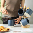 Hasense Ceramic Large Coffee Mugs Set of 4-15 Ounce Porcelain Coffee Cups Set with Handle Perfect for Tea, Cocoa, Latte, Milk and Cappuccino, Modern Tea Cups Set for Man and Woman, Dark Blue by CozyNest Decor