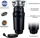 Waste Maid 10-US-WM-458-SL-3B Garbage Disposal Anti-Jam Stainless Steel Food Waste Grinding System, 3/4 HP Slim Line, Black by CozyNest Decor
