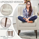 Modern Accent Chair, Upholstered Armchair with Pillow, Fabric Single Sofa Chair with Lounge Seat and Wood Legs Accent Chair for Living Room Bedroom Small Spaces (Beige, Set of 2) by CozyNest Decor