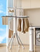 4-Legged Foldable and Portable Clothes Drying Rack,Collapsible Octopus Drying Rack with Wheels and Aluminum Rods,360°Rotatable Design for Indoor Outdoor Use-White by TinyTreasures Baby Boutique