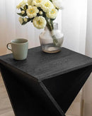 Modern Hand Made One-of-a-Kind Carved Mango Wood End Table, Farmhouse Side Table,Farmhouse End Table,Living Room,Bedroom, Accent Table, Contemporary Architectural Designed Black,Assembled by CozyNest Decor