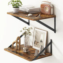 10 Inch Deep Floating Shelves, Floating Shelf 16 Inch Long, 16"W x 10"D Wall Shelves Set of 2, Deep Shelf for Books, Wide Floating Shelves for Bahtoom, Living Room, Kitchen, Rustic Brown by CozyNest Decor