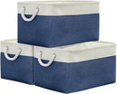 TheWarmHome Organization and Storage Basket for Organizing - X Large 3 Pack 17.7L×13.8W×9.8H in Collapsible Storage Bin for Shelves, Basket for Gifts Empty Toys Organizer Gift (White & Jean Blus) by TinyTreasures Baby Boutique