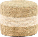 Handwoven Seagrass Ottoman Pouf, Round Outdoor Footstool with Sturdy Frame, No Assembly Needed, Boho Accent Stool for Indoor & Outdoor Use – Patio, Balcony, Living Room (Seagrass White) by CozyNest Decor