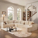 Cloud Sectional Couches for Living Room,U Shaped Modular Sofas No Assembly,165x107 Inches Plush Corduroy Oversized Floor Couch Set with Deep Seat Chaise,Beige by CozyNest Decor