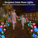 Solar Garden Lights, Solar Outdoor Lights with More Realistic 20 Rose Waterproof Solar Powered Flowers Lights for Outside Patio Yard Pathway Decorations, Blue and Pink by GreenHaven Gardens