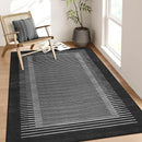 Wonnitar Washable Striped 5x7 Washable Area Rug, Non-Slip Black Berber Stripe Rugs for Living Room, Low Pile Minimalist Floor Carpet Rugs for Bedroom Dining Room Home Office (Black,5' x 7') by CozyNest Decor