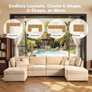 Modular Sectional Sofa, 130.7 Inch U Shaped Couch Set for Living Room, 4-Seater Comfy Cloud Couches with Two Movable Ottoman, DIY Combination, Plush Corduroy, Beige by CozyNest Decor