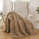 WESHIONGOO Chunky Knit Blanket Throw 50"×60" Knitted Throw Blankets for Couch Bed Fluffy Soft Blanket with Jumbo Chenille Yarn Thick 100% Handmade (Brown) by CozyNest Decor