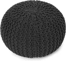 REDEARTH Round Pouf Foot Stool Ottoman - Cotton Hand Knitted Dori Pouffe - Cord Boho Home Décor - Stuffed Cable Poof for Living Room - Bedroom (19.5"x19.5"x14") - Dark Gray by CozyNest Decor