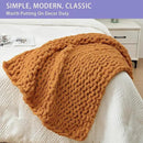 Bigacogo Chunky Knit Throw Blanket for Couch, 40x40 inches, 100% Hand Knitted with Thick Jumbo Chenille Yarn, Cozy Soft Large Rope Knot Cable Crochet Blankets for Sofa Bed Living Room, Burnt Orange by CozyNest Decor