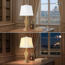 Vintage Table Lamps Set of 2, 28.5'' Tall Antique Gold Bedside Lamps with Fabric Shades, USB A+C Charging Ports & Night Light, Farmhouse Nightstand Lamps for Bedroom Living Room Office (Bulb Included) by CozyNest Decor