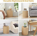 AVZEAR Small Round Side Table Fluted Night Stand Set of 2, Modern Boho End Table with Storage, Circle Bedside Tables Wood Nightstands for Small Spaces, Living Room, Bedroom (Nature) by CozyNest Decor