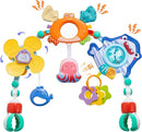 Baby Stroller Arch Toy, Car Seat Toys, Adjustable Arch Stroller toy with Hanging Sensory Activity toys,fits on Baby Bouncer, Bassinet, Stroller, Crib and Car Seats for baby infant Boy Girl 0-18 Months by TinyTreasures Baby Boutique