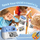 Instant Print Camera for Kids - Front Rear Dual Selfie Kid Print Camera, Fun Birthday Gift for Boys Ages 3-12, HD Digital Video Cameras, Easy to Use for Toddler - Blue by TinyTreasures Baby Boutique