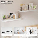 Floating Wood Shelves for Wall 24 Inches x 8”x 1.4” Shelf Floating Home Decor, Heavy Duty Shelf Hold 60 lbs, Wall Shelves for Bathroom Living Room Kitchen Bedroom Office - Set of 2 White by CozyNest Decor