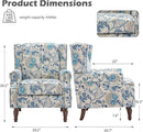 UIXE High Back Floral Accent Chair, Fabric Upholstered Armchair for Living Room, Retro Printed Wingback Arm Chair Nailhead Trim Single Sofa Bedroom Reading Seat - Boho Blue by CozyNest Decor