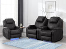 Power Recliner Chair with Heat and Massage, PU Leather Home Theater Seating with LED Lights/Cup Holders/Side Pocket/USB Port, Reclining Sofa Chair for Living Room (3, Black) by CozyNest Decor