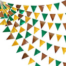 Green Gold Brown Metallic Fabric Triangle Pennant Banner Flag Bunting Garland for Football Jungle Safari Wild Woodland Birthday Baby Shower Wedding Bachelorette Graduations Party Decorations Supplies by GreenHaven Gardens