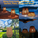 Uspring 3-in-1 Solar Lanterns Outdoor Waterproof Rattan Woven Hanging Solar Lights for Outside with Bright Lamp & LED Bead & 2 Handles, Garden Gifts Decor for Women Mom Patio Backyard Porch Deck