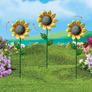 WAIU Metal Sunflower Flower Garden Stakes, Wind Catcher Spinner Garden Stakes, Garden Windmill Stakes Outdoor Wind Catchers, Yard Decor Stakes, Set of 3 by CozyNest Decor