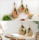 Wall Hanging Baskets for Organizing - 3 Pack Hanging Fruit Basket with 6 Pcs Strong Hooks, Handwoven Onion Storage Teardrop Home Onion Basket for Fruits Vegetable Potato Kitchen Storage(Light Linen) by CozyNest Decor