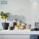 Urban Green Borosilicate Glass Storage Jars with Airtight Locking Clamp Lids, Airtight Canister Set，Coffee Set of 3 with Spoon (50oz, 24oz, 18oz), Storage Containers with Bamboo Lid by CozyNest Decor