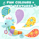 Baby Toys 0 to 12 Months, Musical Stuffed Animal Activity Soft Toys with Multi-Sensory Crinkle, Rattle and Textures, Infant Tummy Time Toys for Newborn Boys, Seahorse, Blue by TinyTreasures Baby Boutique