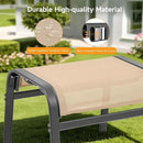 Outdoor Ottoman Set of 2, All Weather Outdoor Foot Stool with Supportive Textliene and Metal Frame, Stackable Oversized Outdoor Foot Rest for Furniture Patio Garden Pool, Beige by CozyNest Decor