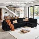 Modular Sectional Sofa with Chaise U Shaped Sectional Couch for Living Room, 5-Seater Comfy Cloud Couches, Plush Corduroy, Black by CozyNest Decor