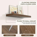 RICHFOCUS 31.5Inch Floating Shelves for Wall 2 Pack Shelves for Bedroom|Kitchen|Bathroom Wall Mounted Rustic Wood Floating Shelf with Invisible Brackets for Books|Storage|Decor, Walnut by CozyNest Decor