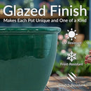 Sunnydaze Chalet Large Ceramic Plant Pot - Round Outdoor Glazed Ceramic Planter Pot with Drainage - Dark Green - 14.5" by CozyNest Decor