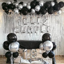 RUBFAC Black Balloons for Balloon Arch 129pcs Different Sizes Pack of 18 12 10 5 Inch Garland Kit, Latex Balloons for Halloween Party Decorations Birthday Wedding Decor by TinyTreasures Baby Boutique