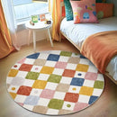 jinchan Round Rug 5ft Kids Washable Rug Indoor Floor Cover Non-Slip Soft Elementary School Classroom Modern Colorful Diamond Carpet for Nursery Daycare Bedroom Playroom Living Room Circus on Cream by CozyNest Decor