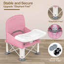 Baby Travel Booster Seat with Double Tray, BabyBond Upgraded Toddler Portable Baby Chair, Booster Seat for Dining Table, Stable and Foldable Booster Baby Chair for Indoor/Outdoor (Pink) by TinyTreasures Baby Boutique