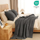 PHF 100% Cotton Waffle Weave Throw Blanket, Soft Lightweight Breathable Cozy Summer Throws for Couch Bed Sofa, Luxury Aesthetic Woven Blanket for Home Decor & Office, 50"x60", Charcoal Grey by CozyNest Decor