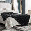 Cozy Bliss Checkered White Faux Rabbit Fur Throw Blanket, Soft Fuzzy Fluffy Minky Cream Furry Blankets for Couch, Bed (Black, King(108" x 90") by CozyNest Decor