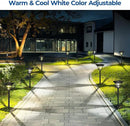 CINOTON 12 Pack RGBCW Solar Pathway Outdoor Lights, 3 Lighting Modes Solar LED Garden Lights, IP65 Waterproof Outside Solar Powered Landscape Lighting for Planter Lawn Pool Balcony RGB/Warm/Cold White by CozyNest Decor