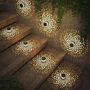 2 Pack Solar Fence Lights Metal Solar Powered Outdoor Deck Step Wall Lights Mandala Theme Waterproof Fence Light for Garden Post Patio Backyard Yard Decor (2 Pack) by CozyNest Decor