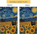 BLKWHT Summer Sunflower Cat Garden Flag 12x18 Vertical Double Sided Blue Sky Welcome Farmhouse Holiday Outside Decorations Burlap Yard Flag BW822 by GreenHaven Gardens