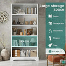TVU 5-Shelf Wood Bookcase, 65 Inch Tall Bookshelf with Storage, Floor Standing Display Book Shelf，for Living Room Bedroom Study Office，Antique White by CozyNest Decor