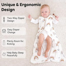 Baby Sleep Sack 6-12 Months 0.5 Tog Wearable Blanket Baby, 3 Pack 100% Cotton Lightweight Sleeping Sack with 2-Way Zipper for Newborn Infant Apricot White Sun Clouds by TinyTreasures Baby Boutique
